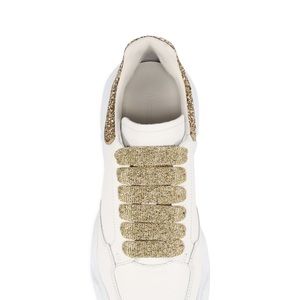 Alexander McQueen White/Gold Glitter Counter Court Sneakers